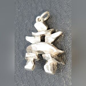 Handcrafted Silver 'Dancing' Inukshuk Pendant